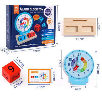 Montessori Wooden Early Education Alarm Clock Block Cards Game