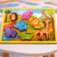 Cute Animals Wooden Chunky Puzzle Board with Stand-Up Safari Animal Figures (Ages 12m+)