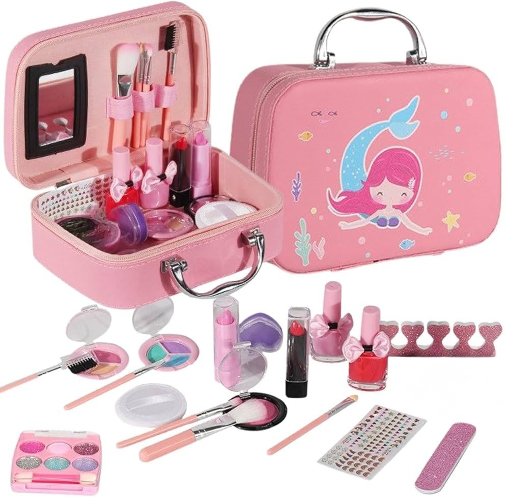 Princess Mermaid Makeup Kit – Washable Glamour Set with Tote Bag
