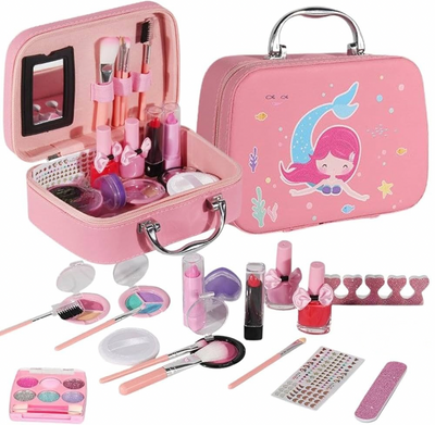Princess Mermaid Makeup Kit – Washable Glamour Set with Tote Bag