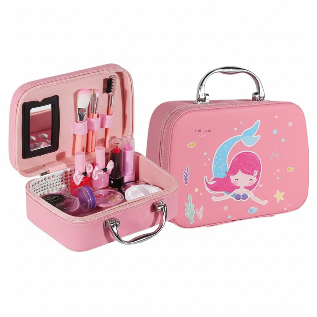 Princess Mermaid Makeup Kit – Washable Glamour Set with Tote Bag
