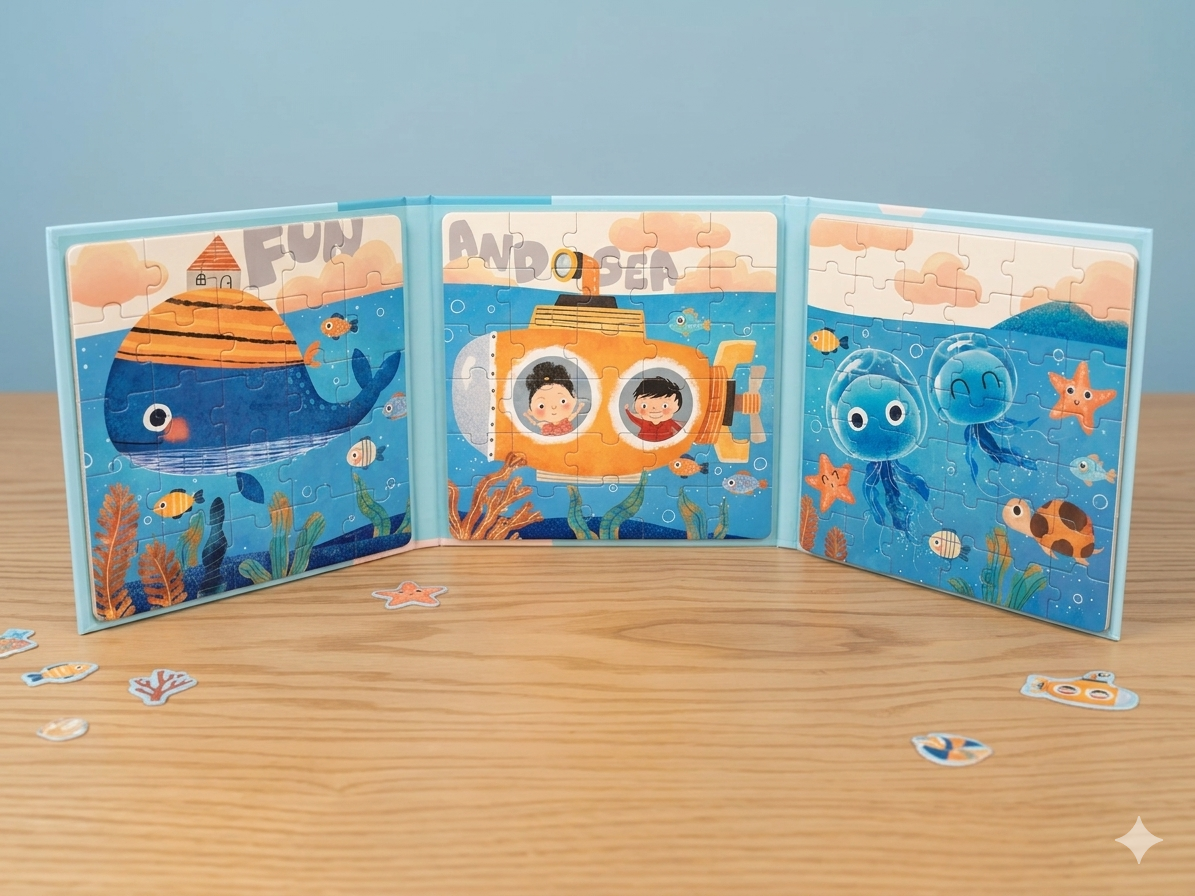 3-in-1 Under the Sea Magnetic Puzzle Book – Fun & Discovery Adventure