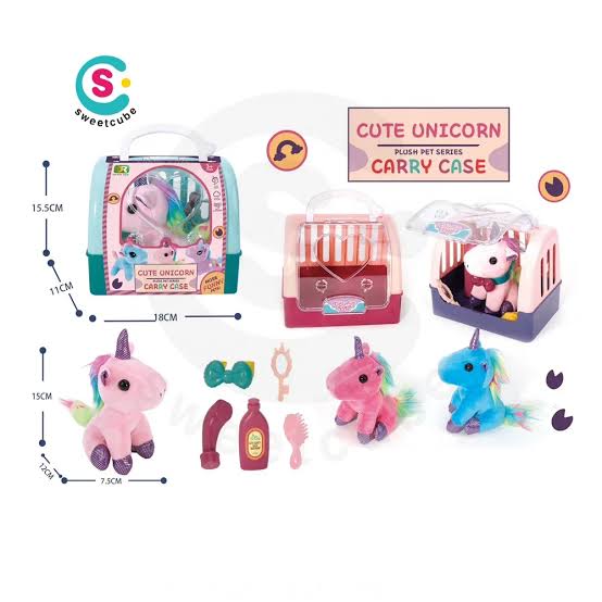 Cute unicorn carry case toy