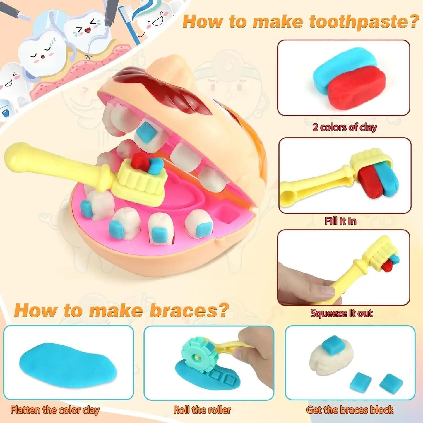 Magic Dough Happy Color Mud Dentist Set.