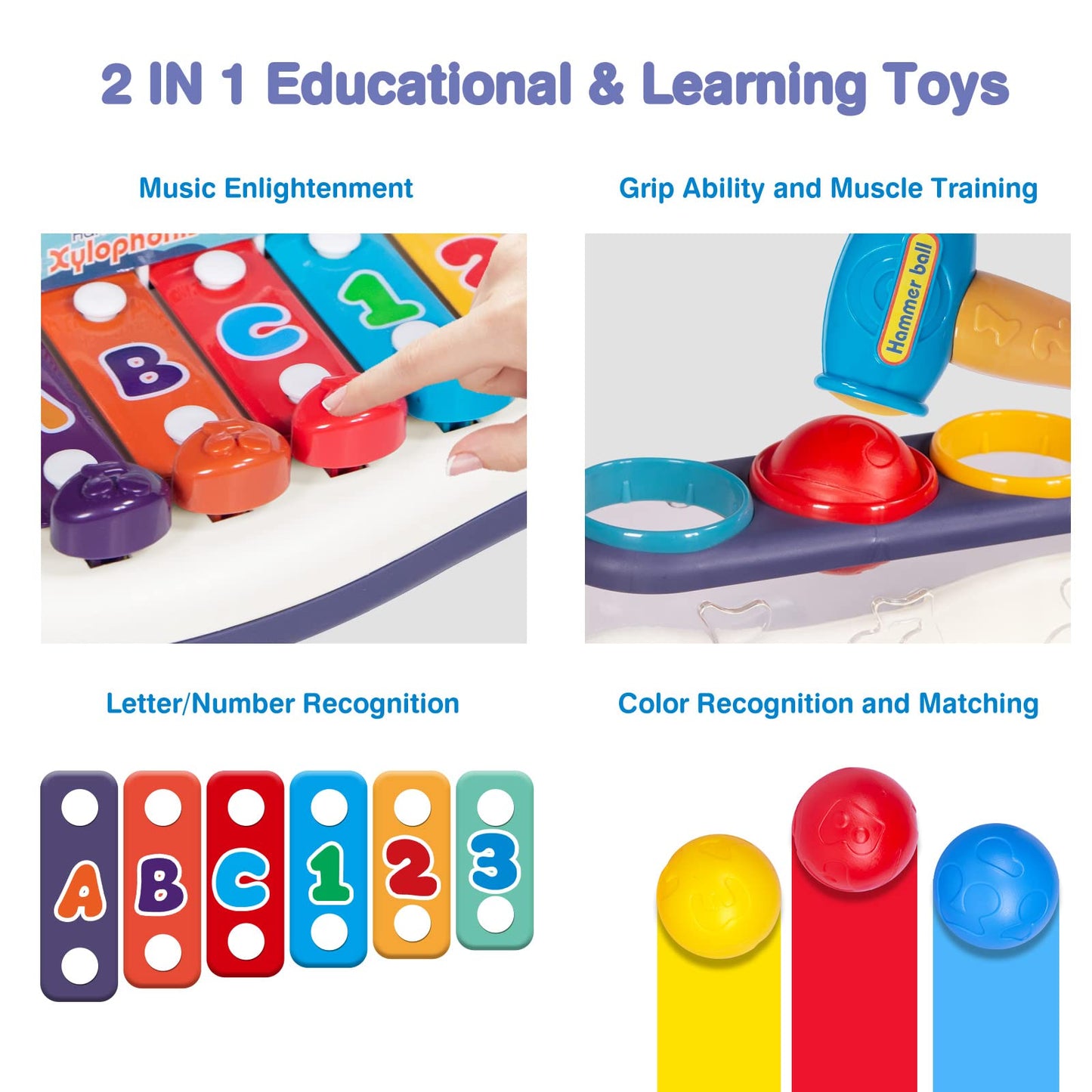 2 in 1 Musical Xylophone and knock a ball toy set