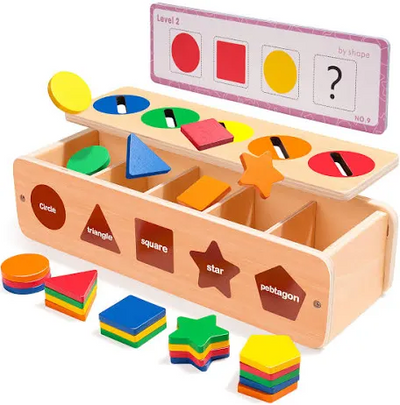 Colors & shapes wooden sorting box