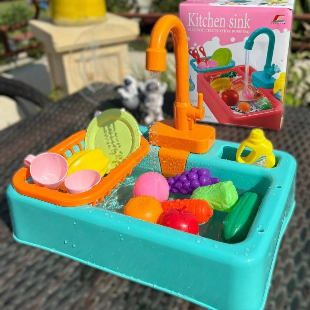 Kids Electric Circulation Kitchen Sink | Ages 3+ | Master Fluid Dynamics & Self-Correcting Life Skills