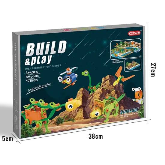Dinosaur Building & Disassembly Set – 176 Pieces