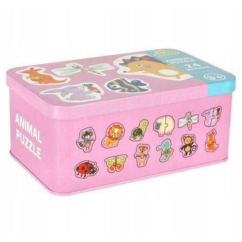 Wooden Animals Cartoon Puzzle Set– 24 Pieces Educational Animal & Shape Toy