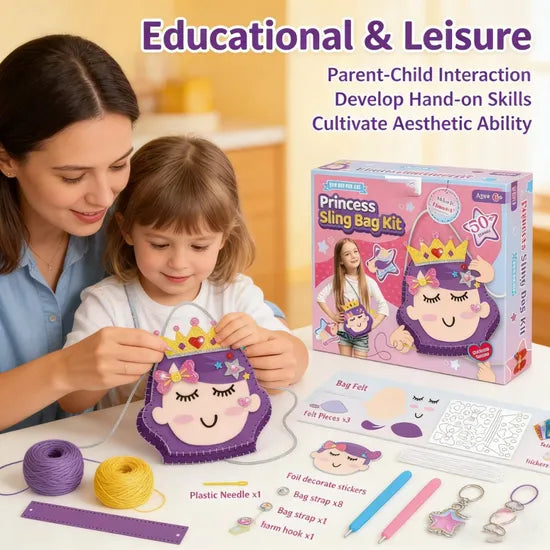 Princess DIY Sling Bag Kit | Ages 4-8 | Spark Creativity & Fine Motor Skills