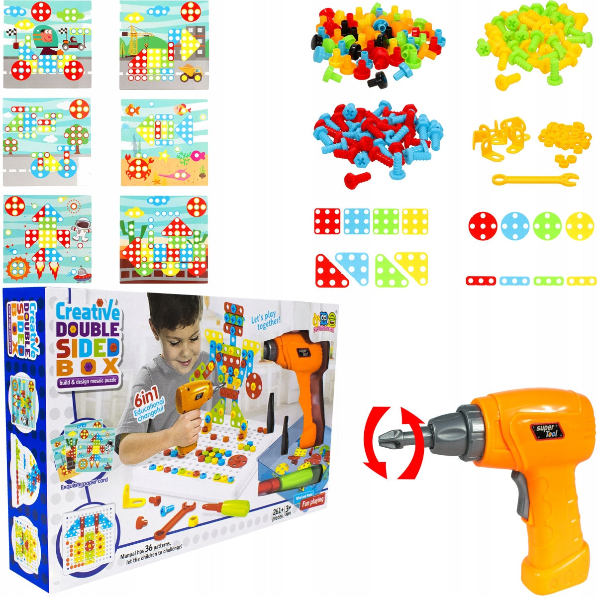 Creative Double-Sided 6-in-1 Box Mosaic Puzzle | Ages 3+ | Advanced STEM Engineering & Spatial Logic