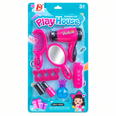 Play House Fashion Life Pretend Salon Beauty Set with Hair Dryer, Mirror & Styling Accessories (Ages 3+ Years)