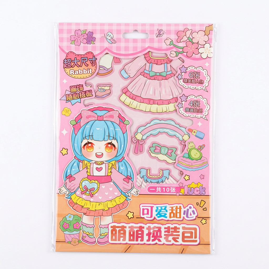 Cute Anime Sweetheart 10-Sheet Dress-Up & Fashion Sticker Activity Pack (Ages 3+)