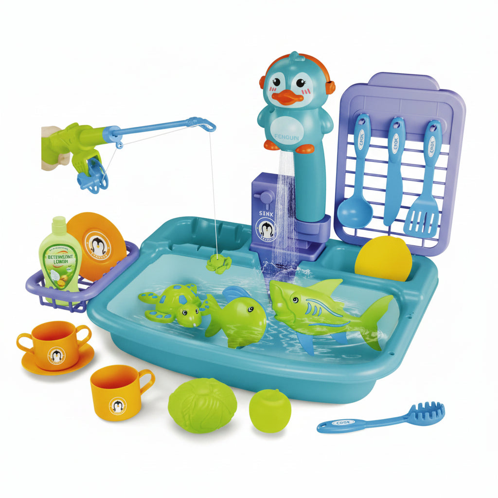 Penguin 2-in-1 Water Station & Fishing Set | Ages 3+ | Master Social Responsibility & Sensory Logic