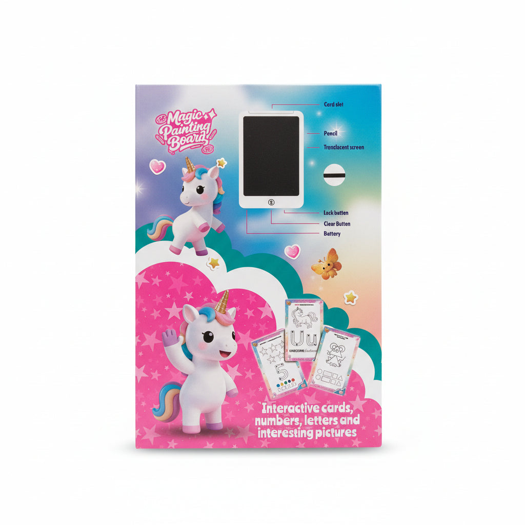 Magic Painting Board" 8.5-Inch Educational LCD Writing Tablet with 20 Double-Sided Learning Cards (40 Activities / Ages 3+)
