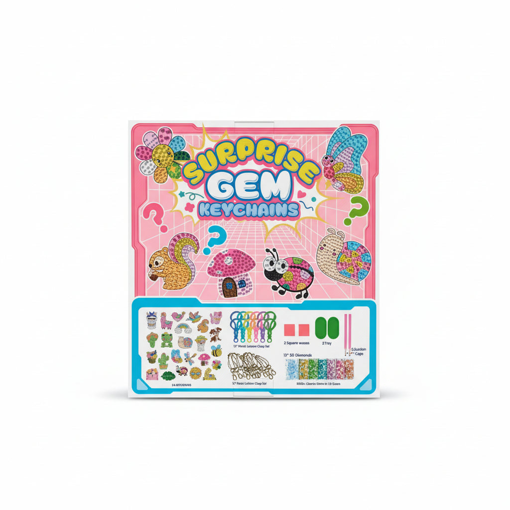 "Surprise Gem Keychains" DIY Diamond Painting Kit & 24-Day Surprise Blind Box for Kids (Ages 6+)