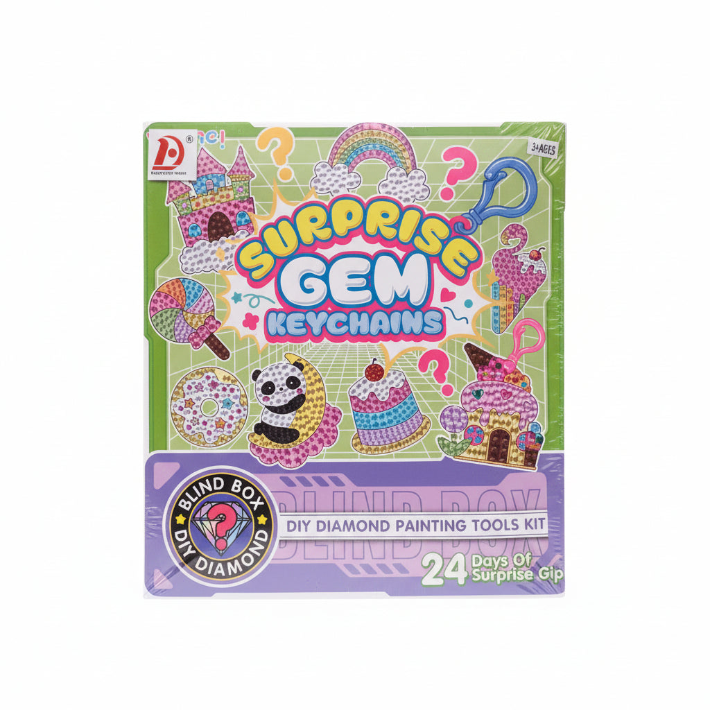 "Surprise Gem Keychains" DIY Diamond Painting Kit & 24-Day Surprise Blind Box for Kids (Ages 6+)