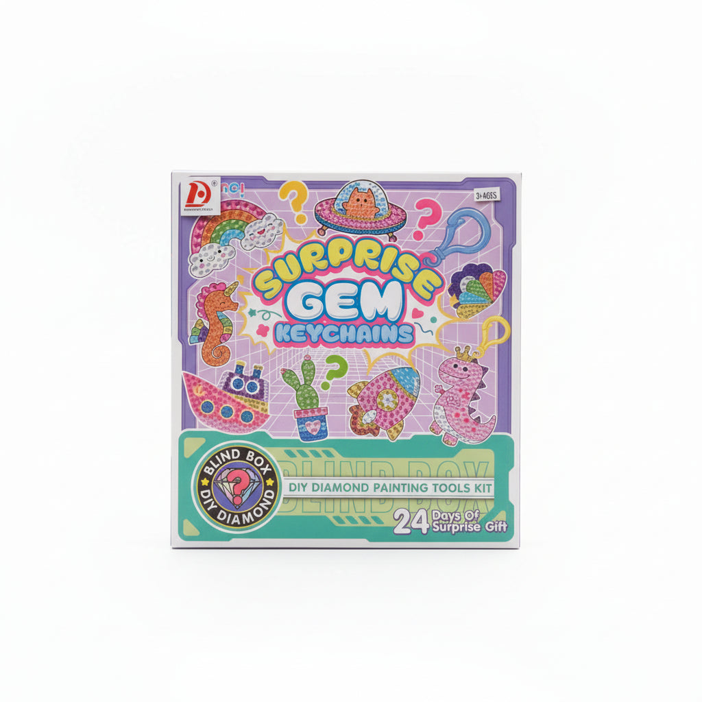 "Surprise Gem Keychains" DIY Diamond Painting Kit & 24-Day Surprise Blind Box for Kids (Ages 6+)