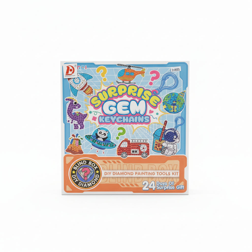 "Surprise Gem Keychains" DIY Diamond Painting Kit & 24-Day Surprise Blind Box for Kids (Ages 6+)