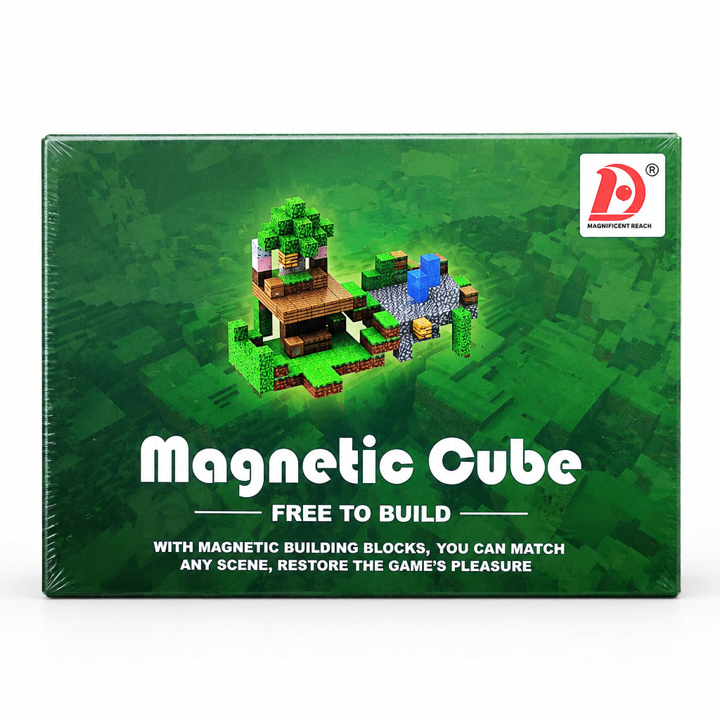 Minecraft-Style "Magnetic Cube - Free to Build" 3D Interactive Building Blocks Set (Ages 3+ Years)