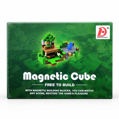 Minecraft-Style "Magnetic Cube - Free to Build" 3D Interactive Building Blocks Set (Ages 3+ Years)