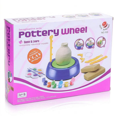 Kids Pottery Wheel Craft Kit with Clay & Paints for Kids/Toddlers (Ages 8–12)