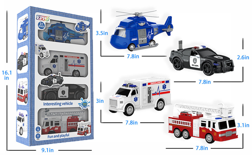 Emergency Rescue Vehicles Interactive Educational Toy Set for Kids (Ages 3+)