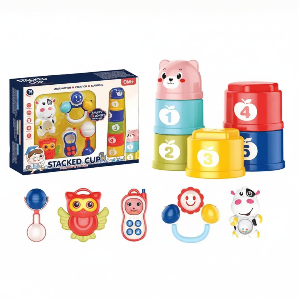Sensory Exploration Rattle & Stacking Set | Ages 0m+ | Foster Early Sensory & Motor Skills
