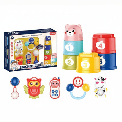 Sensory Exploration Rattle & Stacking Set | Ages 0m+ | Foster Early Sensory & Motor Skills