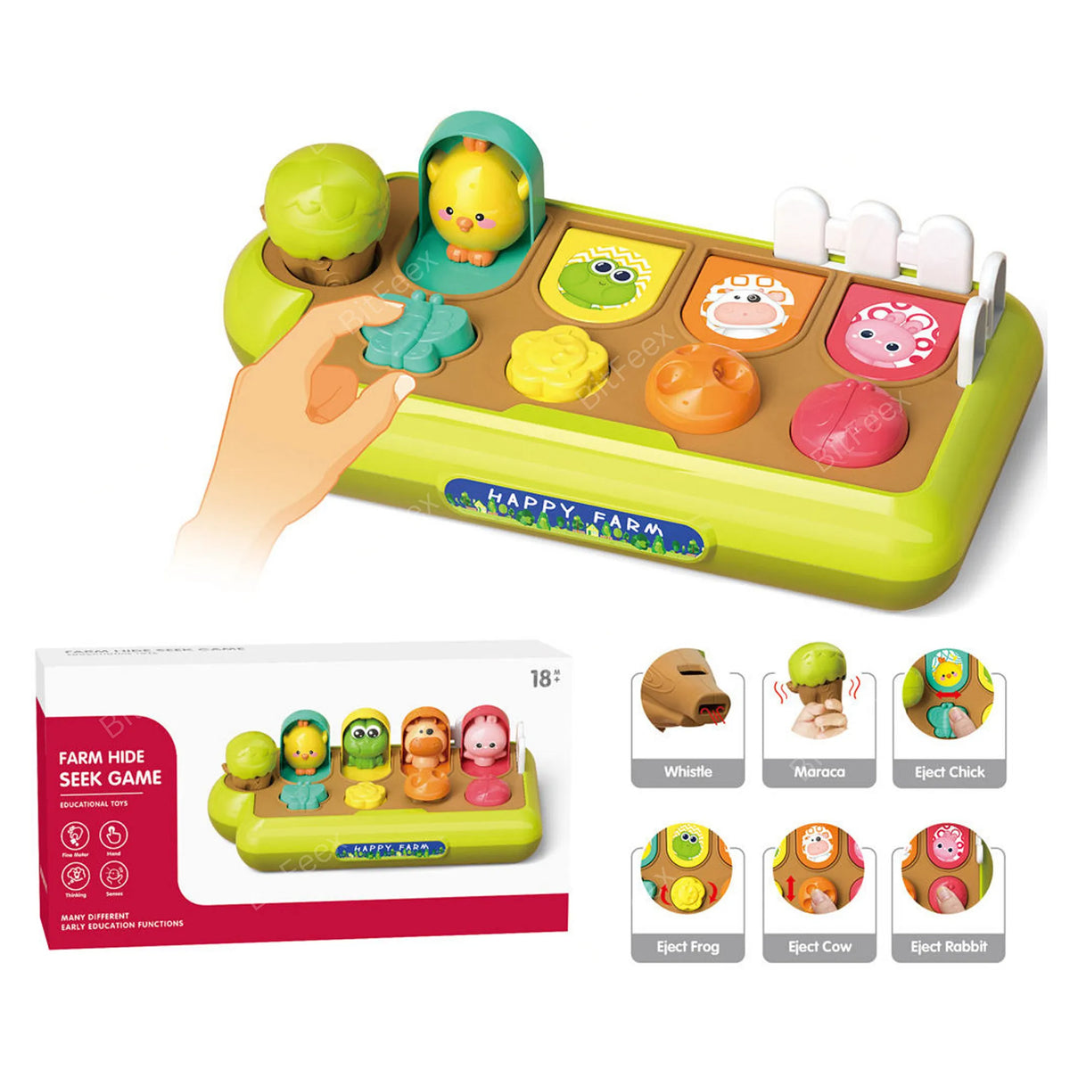 Early Learning Toddler Bundle: Farm Hide & Seek Pop-Up Game + Sort 'n Play Vehicle (Ages 18M+)