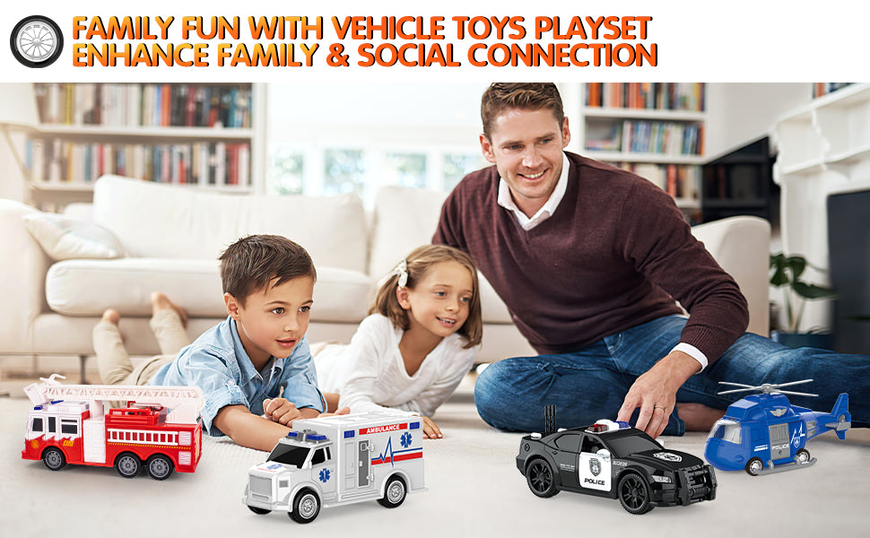 Emergency Rescue Vehicles Interactive Educational Toy Set for Kids (Ages 3+)