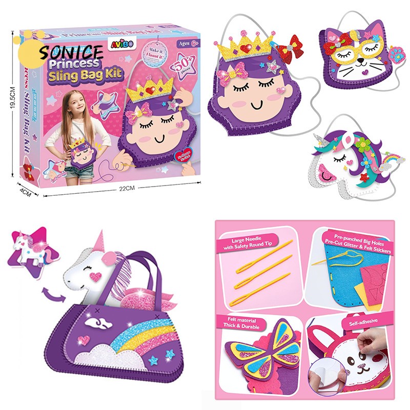 Princess DIY Sling Bag Kit | Ages 4-8 | Spark Creativity & Fine Motor Skills