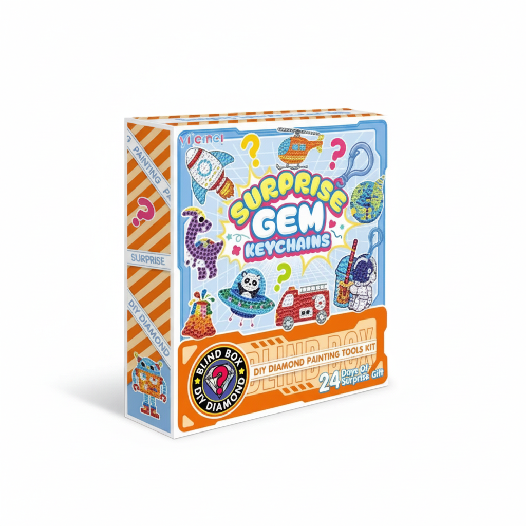 "Surprise Gem Keychains" DIY Diamond Painting Kit & 24-Day Surprise Blind Box for Kids (Ages 6+)