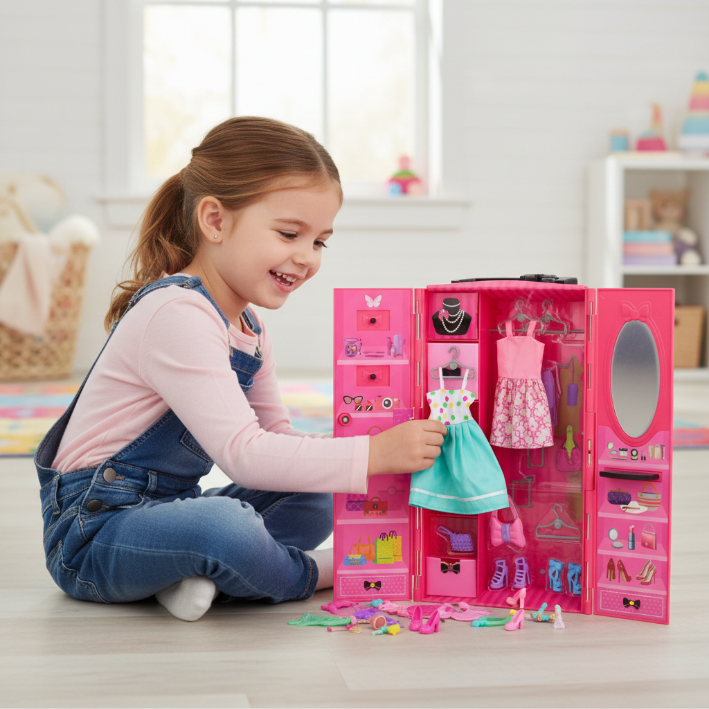 Alisa Fashion Doll Wardrobe Pretend Play Closet Set for Kids (Ages 3+)