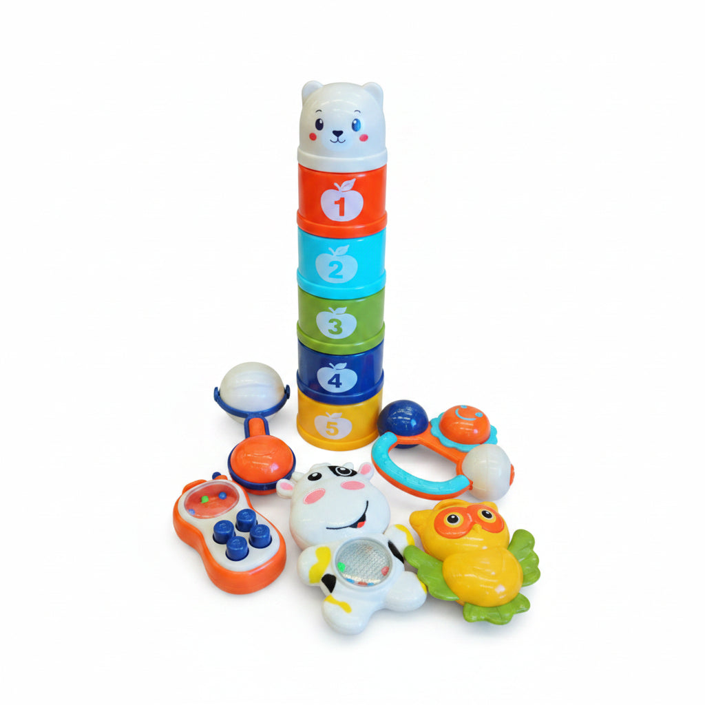 Sensory Exploration Rattle & Stacking Set | Ages 0m+ | Foster Early Sensory & Motor Skills
