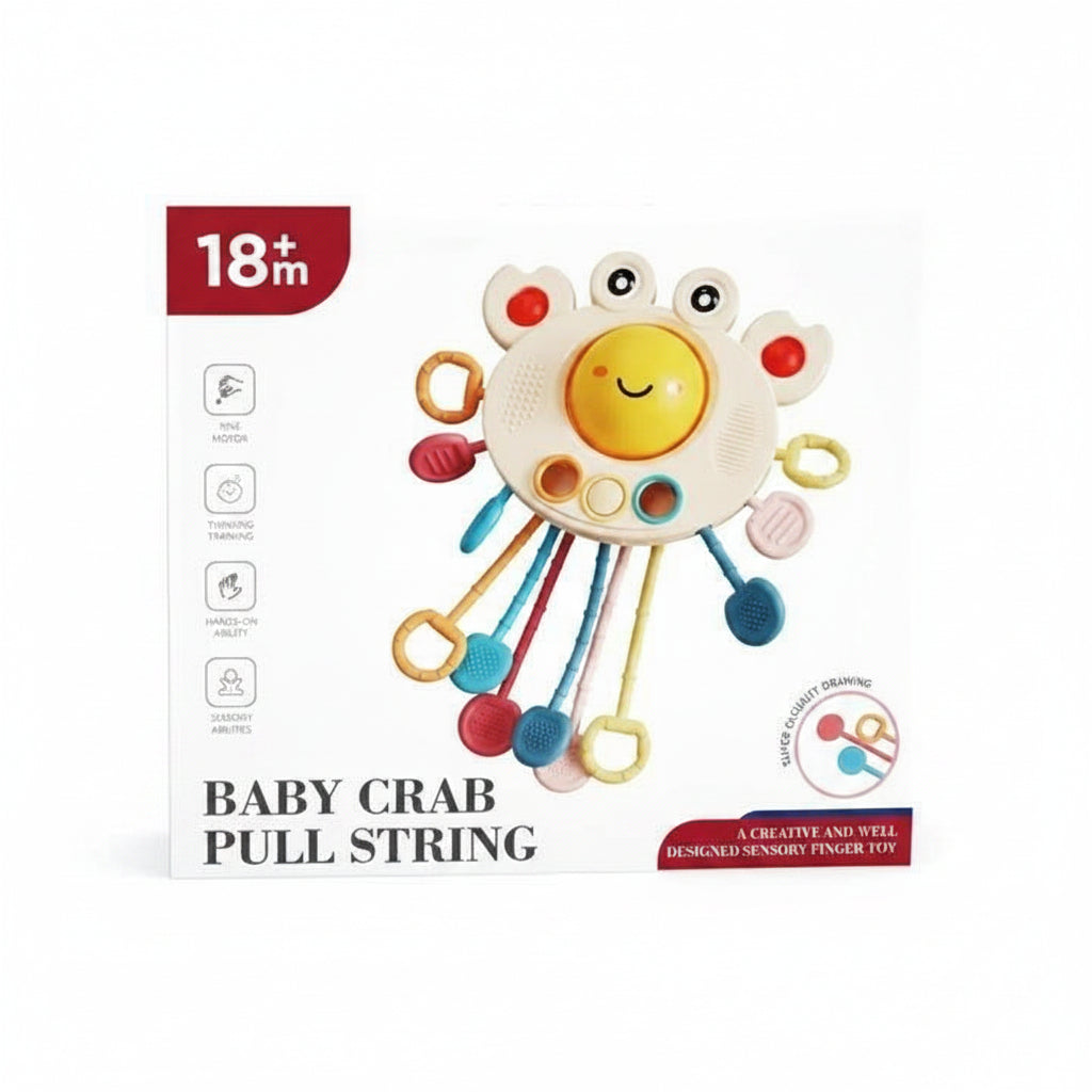 Baby Crab Pull String Sensory Montessori Toy for Toddlers (Ages 18m+)