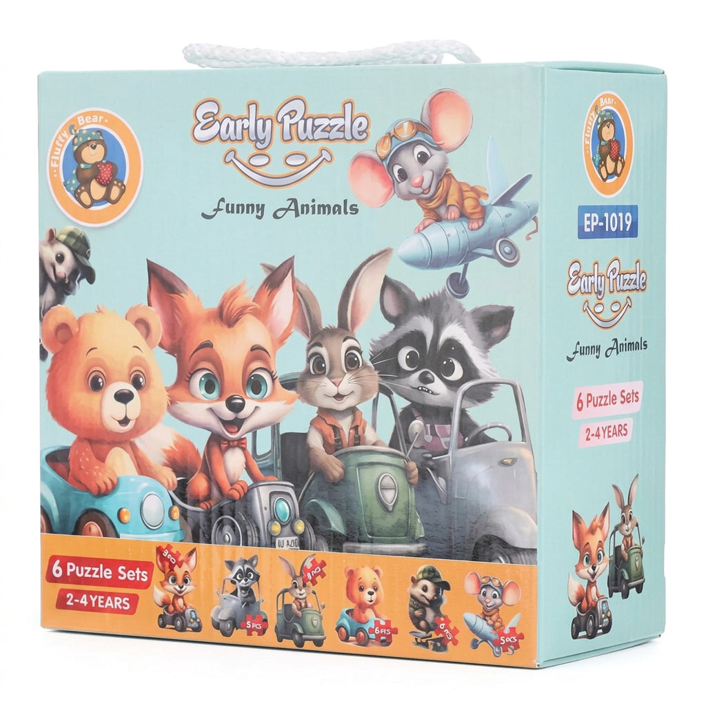 Fluffy Bear Early Puzzle Funny Animals Set (6 Progressive Puzzles) (Ages 3-5 Years)