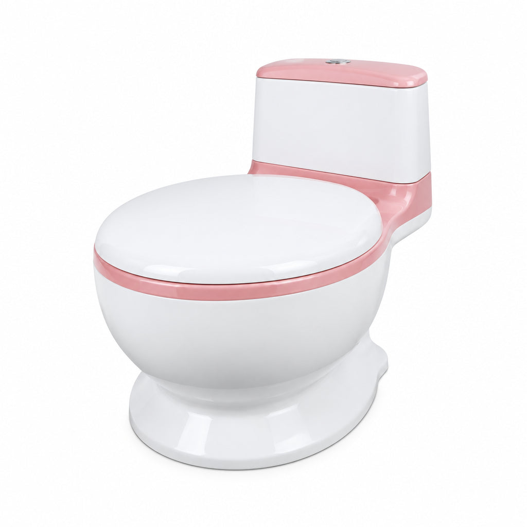 Realistic Toddler Potty Training Toilet with Soft PU Cushion Seat & Removable Waste Basin