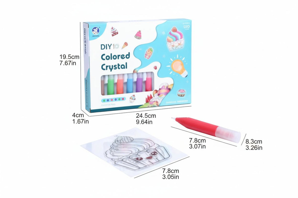 DIY 3D "Colored Crystal Glue Painting" Creative Art & Crafts Set with Mold Pendants & Suncatcher Keychains (Ages 3+)