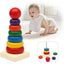 Wooden Rainbow Stacking Ring Tower Classic Montessori Stacker & Color Sorting Toy for Toddlers (Ages 1-3)