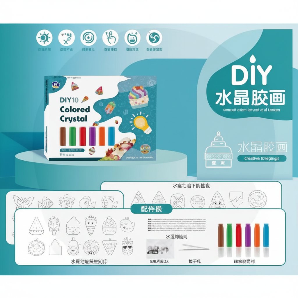 DIY 3D "Colored Crystal Glue Painting" Creative Art & Crafts Set with Mold Pendants & Suncatcher Keychains (Ages 3+)