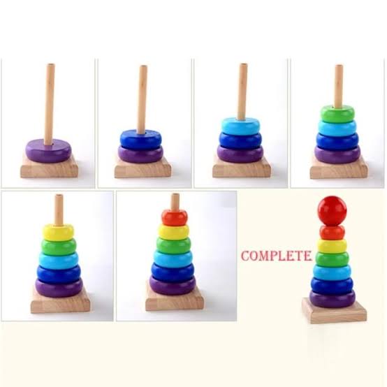 Wooden Rainbow Stacking Ring Tower Classic Montessori Stacker & Color Sorting Toy for Toddlers (Ages 1-3)
