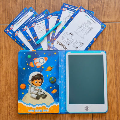 Magic Painting Board" 8.5-Inch Educational LCD Writing Tablet with 20 Double-Sided Learning Cards (Space Astronaut Edition / Ages 3+)