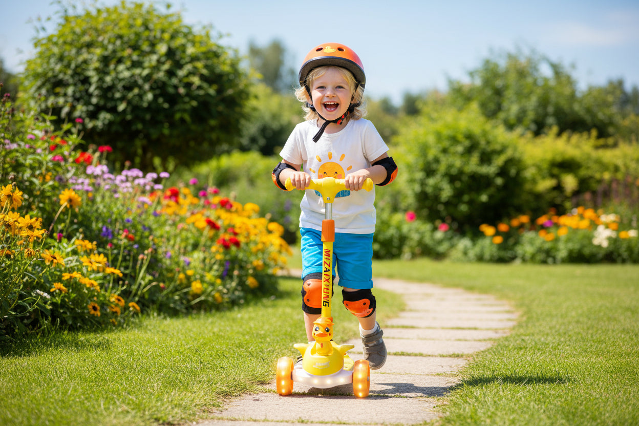 Little Duck 3-Wheel Kick Scooter Sensory Balance Toy for Kids (Ages 3-6 Years)