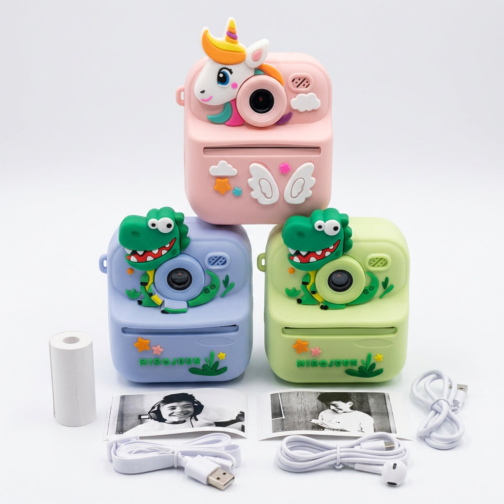 Children's Fun Instant Thermal Print Camera (Dinosaur & Unicorn Edition)