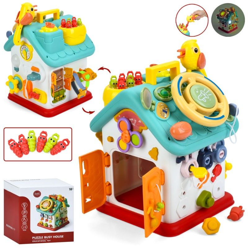 6-in-1 Montessori Toddler Busy House Activity Playhouse with Locks, Keys & Magnetic Game (Ages 18M+)