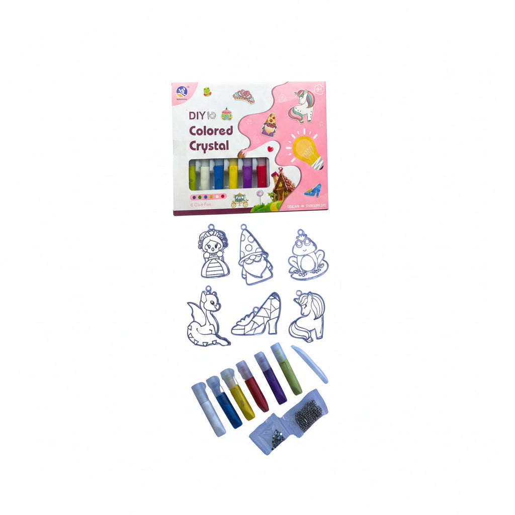 DIY "Colored Crystal Glue" Painting & Gem Craft Set with Mold Pendants & Keychains (Fairytale & Nature Themes / Ages 3+)