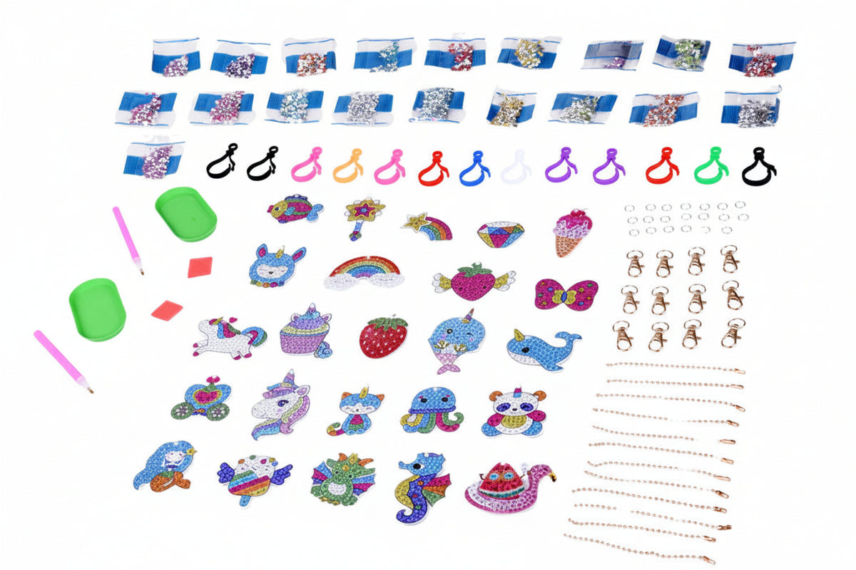 "Surprise Gem Keychains" DIY Diamond Painting Kit & 24-Day Surprise Blind Box for Kids (Ages 6+)