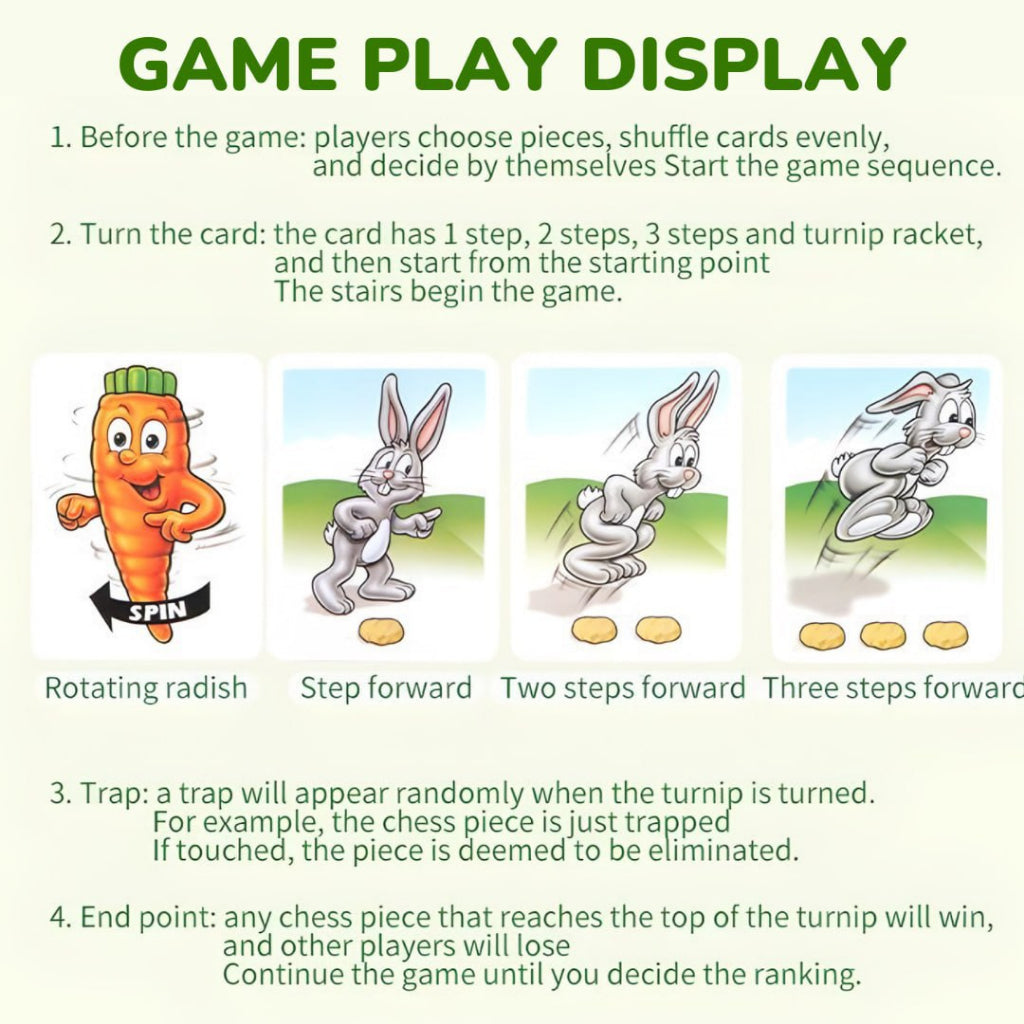 Rabbit Race to the Carrot Board Game | Ages 4+ | Boost Strategy & Social Skills