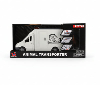 Interactive Friction-Powered "Horse Transporter" Van Toy with Realistic Horse Figure, Lights & Sound Effects (Ages 3+)